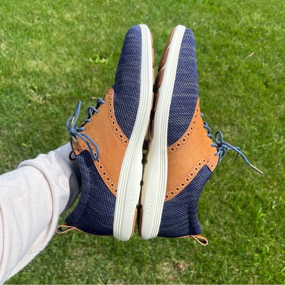 Cole Haan Grand Tour Knit Oxfords C31348 Navy / Brown Size 11 Men’s - Picture 3 of 8
